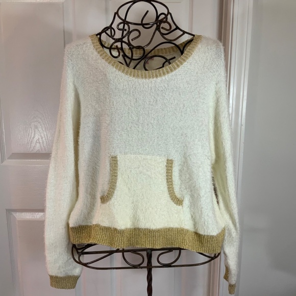 Juicy Couture Fuzzy Y2K Metallic Gold Sweater Size XL - Picture 9 of 9